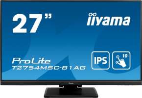 Монитор 27" Iiyama ProLite T2754MSC 1920х1080, IPS, nonGLARE, touch, 300cd/m2, 178°/178°, 1000:1, 80M:1, 16.7M, 4ms, VGA, DVI, HDMI, USB-Hub, Height a