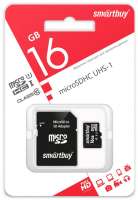 Smartbuy 16GB Class10 UHS-I с адаптером Black